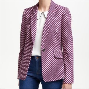 Boden Nell Ponte Knit Blazer Jacket In Geometric Wine Trellis Red 
Size 14
